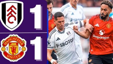 مخلص واهداف مباراة مانشستر يونايتد وفولهام 1-1